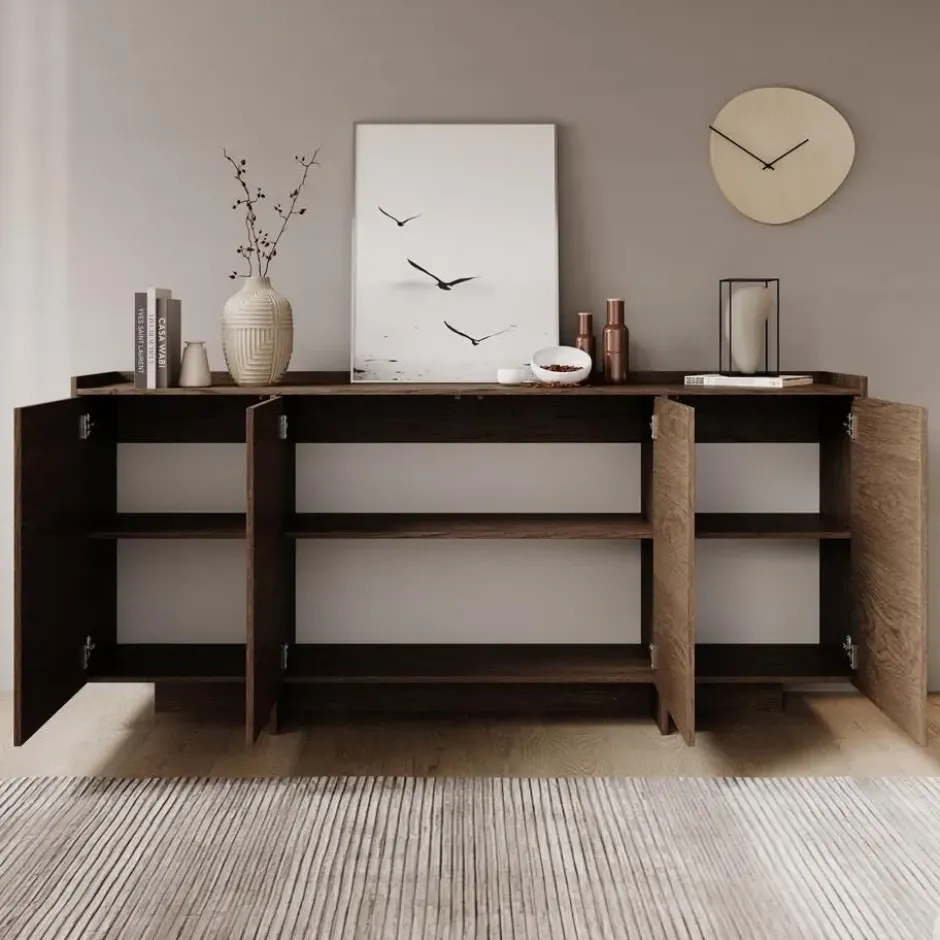 Meubella - Dressoir Jaxon - Donker eiken - 200 cm