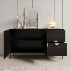 Meubella - Dressoir Monor - Zwart eiken - 160 cm