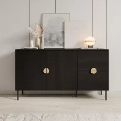 Meubella - Dressoir Monor - Zwart eiken - 160 cm