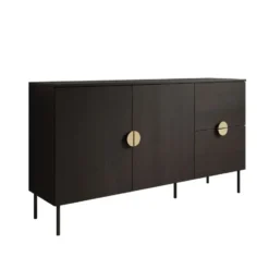 Meubella - Dressoir Monor - Zwart eiken - 160 cm