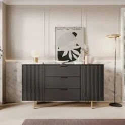 Meubella - Dressoir Nicola - Mat zwart - 150 cm