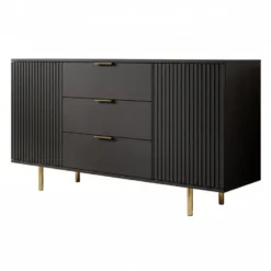 Meubella - Dressoir Nicola - Mat zwart - 150 cm