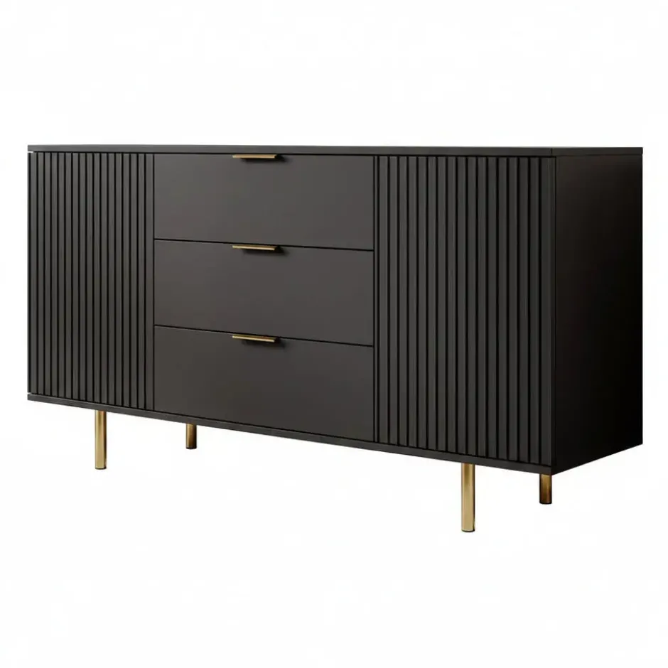 Meubella - Dressoir Nicola - Mat zwart - 150 cm