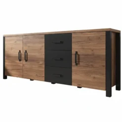 Meubella - Dressoir Olivia - Zwart - Eiken - 192 cm