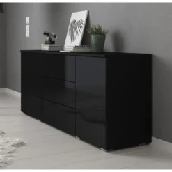Meubella - Dressoir Pure - Zwart - 150 cm