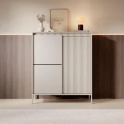 Meubella - Dressoir Saran - Beige - Hoog - 104 cm