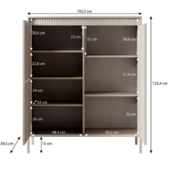 Meubella - Dressoir Saran - Beige - Hoog - 104 cm