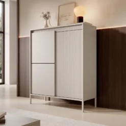 Meubella - Dressoir Saran - Beige - Hoog - 104 cm