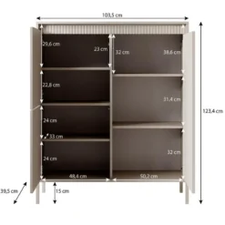 Meubella - Dressoir Saran - Mat zwart - Hoog - 104 cm