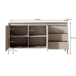 Meubella - Dressoir Saran - Mat zwart - 153 cm