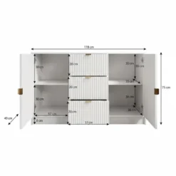 Meubella - Dressoir Tavares - Wit - 118 cm