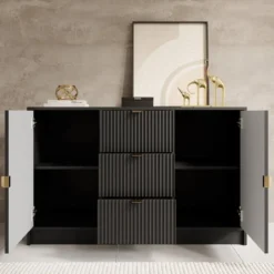 Meubella - Dressoir Tavares - Zwart - 118 cm
