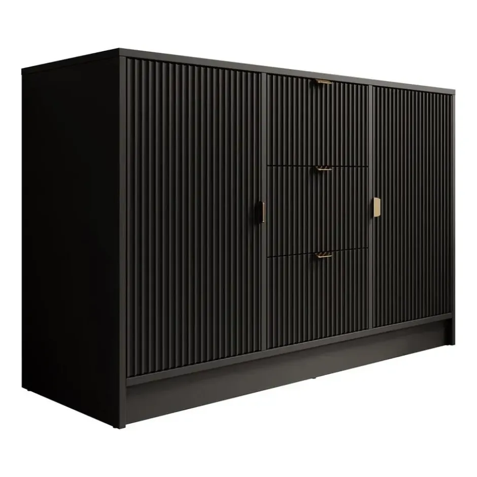 Meubella - Dressoir Tavares - Zwart - 118 cm