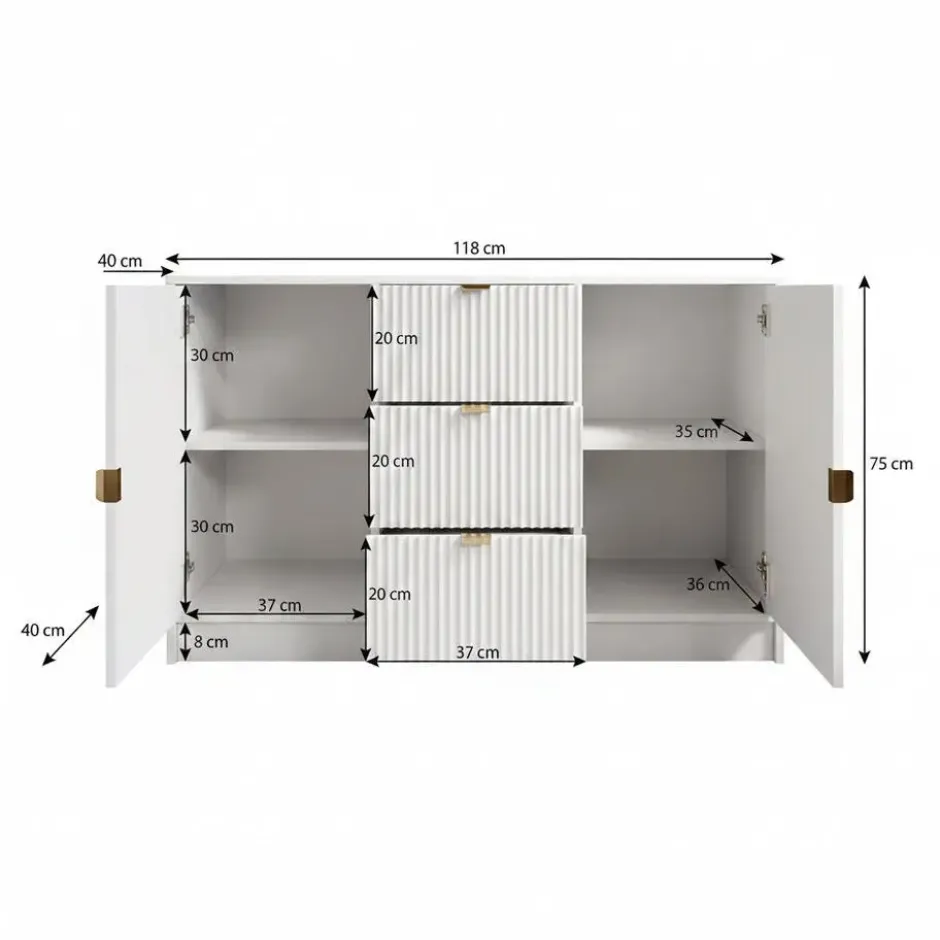 Meubella - Dressoir Tavares - Zwart - 118 cm