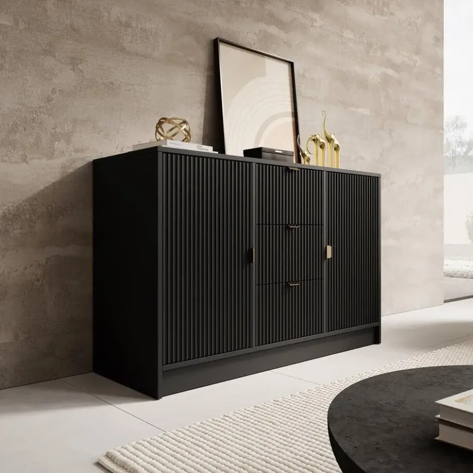 Meubella - Dressoir Tavares - Zwart - 118 cm