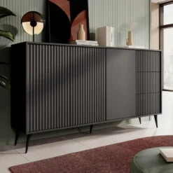Meubella - Dressoir Winq - Antraciet - 180 cm
