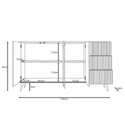 Meubella - Dressoir Winq - Antraciet - 180 cm