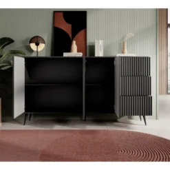 Meubella - Dressoir Winq - Antraciet - 180 cm