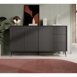 Meubella - Dressoir Winq - Antraciet - 180 cm
