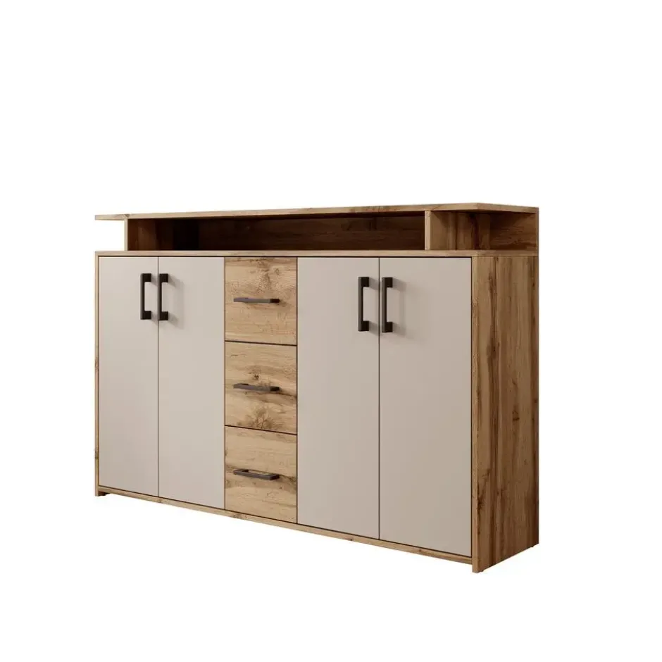 Meubella - Duna 2 - Dressoir - Eikenpatroon/Beige - 139x34x90 cm
