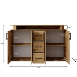 Meubella - Duna 2 - Dressoir - Eikenpatroon/Beige - 139x34x90 cm