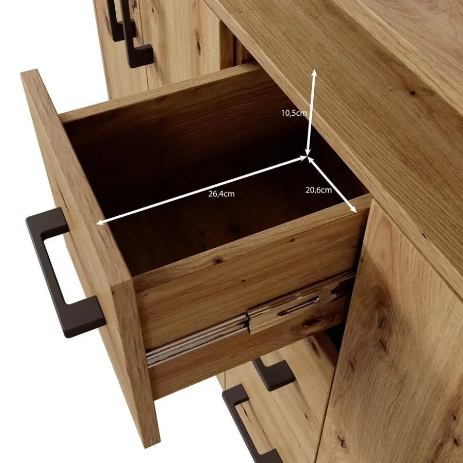 Meubella - Duna 2 - Dressoir - Eikenpatroon/Beige - 139x34x90 cm
