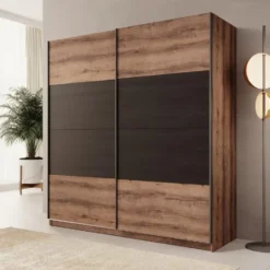Meubella - Duvano - Kledingkast 2 schuifdeuren - Eiken - 200x61x210 cm