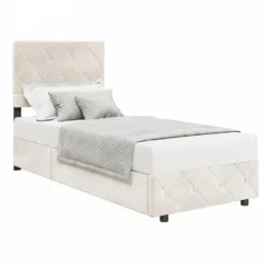 Meubella - Eenpersoonsbed Hernandez - Beige 90x200 cm - Met gaslift