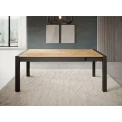 Meubella - Eetkamertafel Acapulco - Eiken Zwart 240 cm - Uitschuifbaar