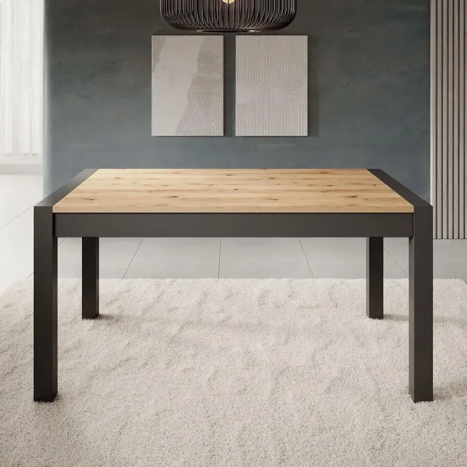 Meubella - Eetkamertafel Acapulco - Eiken Zwart 240 cm - Uitschuifbaar