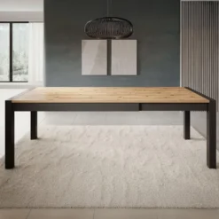 Meubella - Eetkamertafel Acapulco - Eiken Zwart 240 cm - Uitschuifbaar