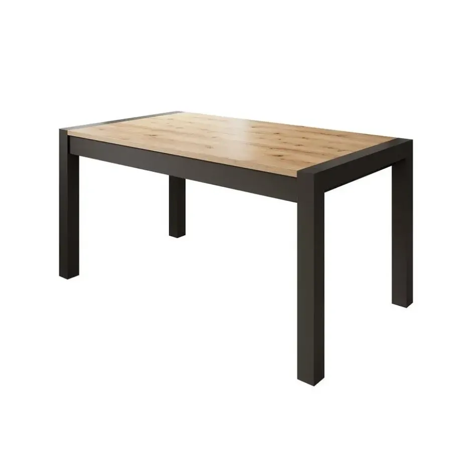 Meubella - Eetkamertafel Acapulco - Eiken Zwart 240 cm - Uitschuifbaar