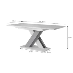 Meubella - Eetkamertafel Bari - Zwart marmerlook 180cm - Uitschuifbaar