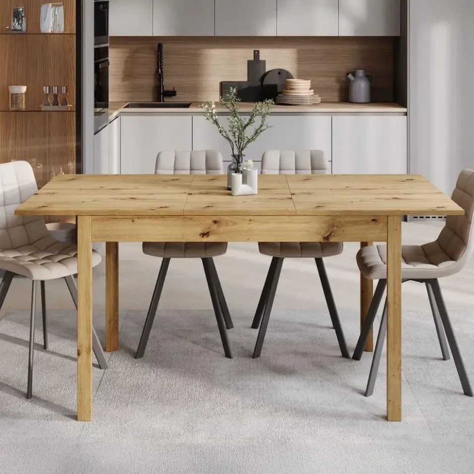Meubella - Eetkamertafel Steve - Eiken - 160 cm - Uitschuifbaar
