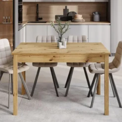 Meubella - Eetkamertafel Steve - Eiken - 160 cm - Uitschuifbaar