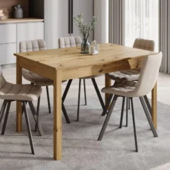 Meubella - Eetkamertafel Steve - Eiken - 160 cm - Uitschuifbaar