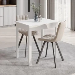 Meubella - Eetkamertafel Steve - Wit - 75 cm