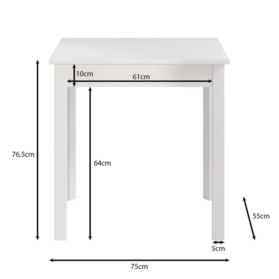Meubella - Eetkamertafel Steve - Wit - 75 cm