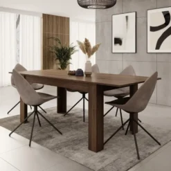 Meubella - Eetkamertafel Uverta - Donker eiken - 220 cm - Uitschuifbaar