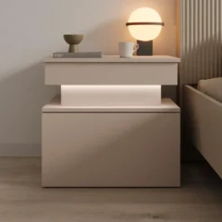 Meubella - Galan - Nachtkastje - Beige - 55x39x51 cm