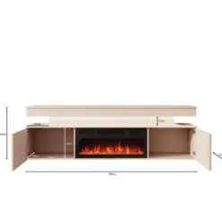 Meubella - Galan - TV-Meubel met sfeerhaard - Beige - 190x39x54 cm