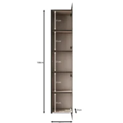 Meubella - Gelvio - Vitrinekast met glas - Beige - 35x32x168 cm