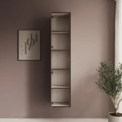 Meubella - Gelvio - Vitrinekast met glas - Beige - 35x32x168 cm