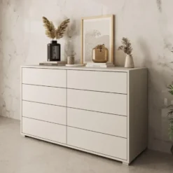 Meubella - Gideon - Ladekast 8 lades - Beige - 120x41x93 cm