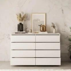 Meubella - Gideon - Ladekast 8 lades - Wit - 120x41x93 cm