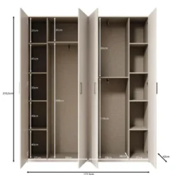 Meubella - Havron - Kledingkast 4 deurs - Wit - 178x42x211 cm