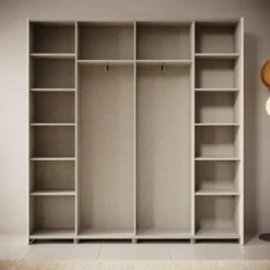 Meubella - Helvar - Kledingkast met schuifdeuren - Wit - 200x39x211 cm