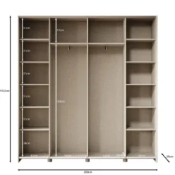 Meubella - Helvar - Kledingkast met schuifdeuren - Wit - 200x39x211 cm