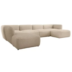 Meubella - Hoekbank Caesar - Beige - Teddy Boucle stof - Links