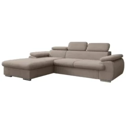 Meubella - Hoekbank Cordoba - Bruin - Ribstof - Links